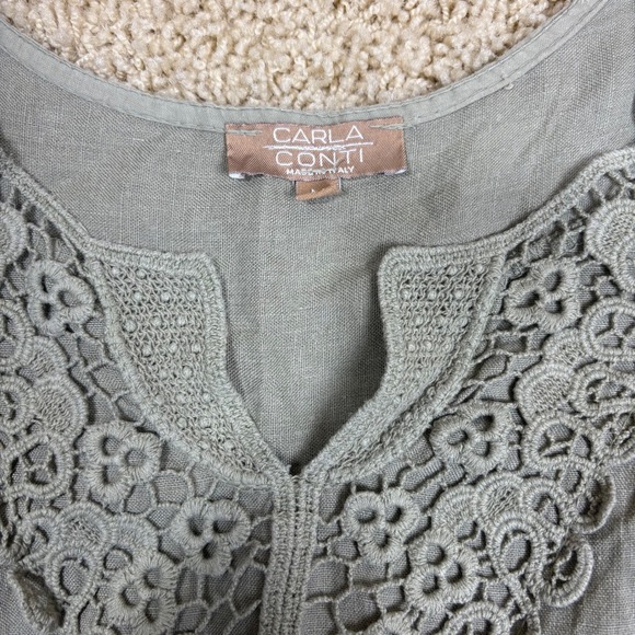 Carla Conti Linen Lace Trim Sleeveless Dress M - Picture 2 of 6